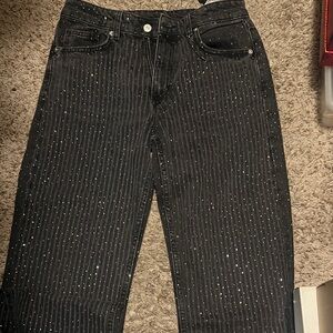 Zara Black High Rise Jeans with Silver Accents